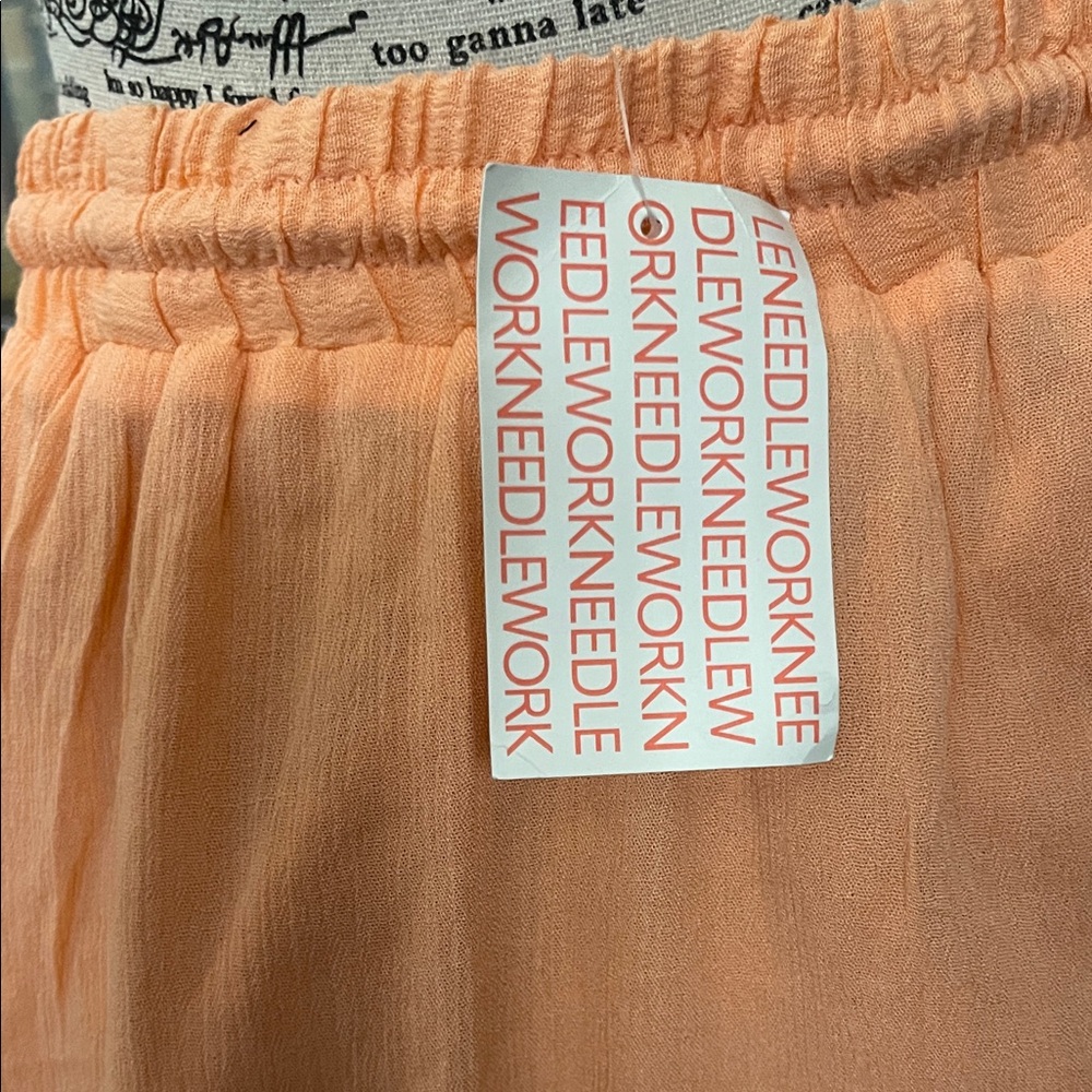 Elegant Coral Skater Skirt with Drawstring and 2side pockets - Picture 2 of 3